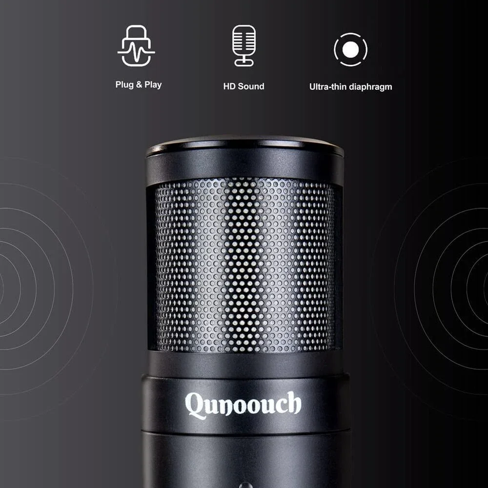 USB Microphone RGB Computer Condenser Gaming Mic for PC/Laptop/Phone/PS4/5, Head